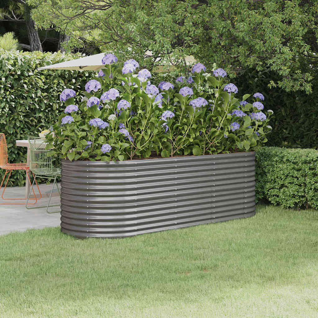 Hochbeet Verzinkter Stahl 224x80x68 cm Grau