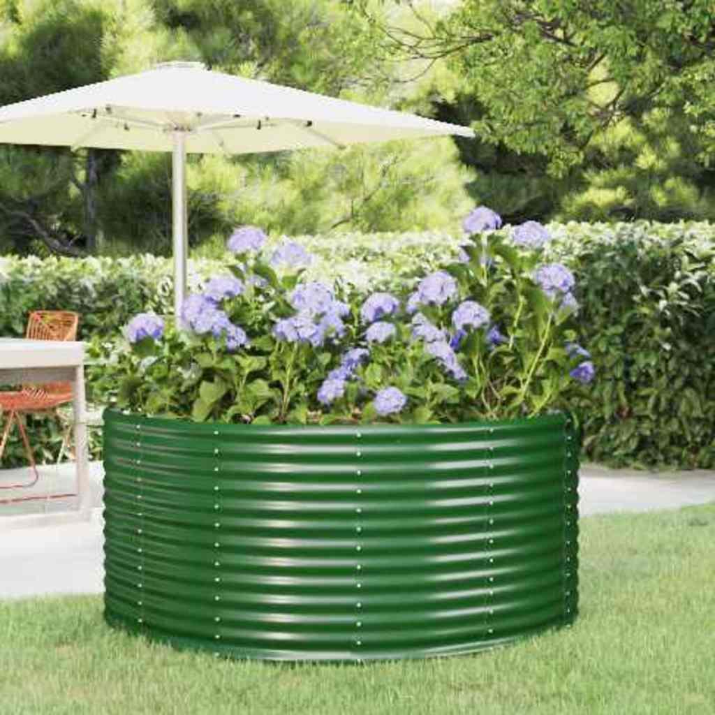 Garten-Hochbeet Grün 140 x 140 x 68 cm Verzinkter Stahl