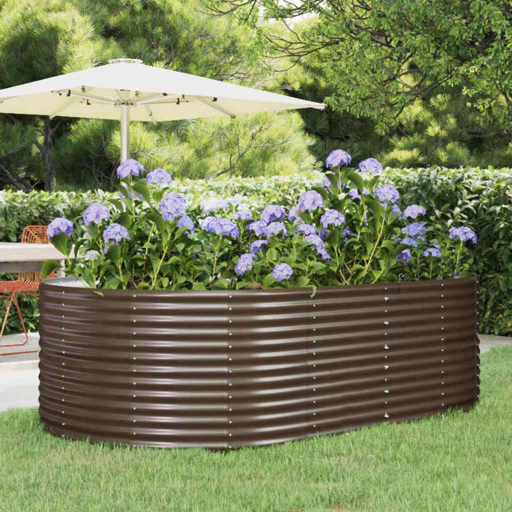 Hochbeet Braun 212x140x68 cm Verzinkter Stahl