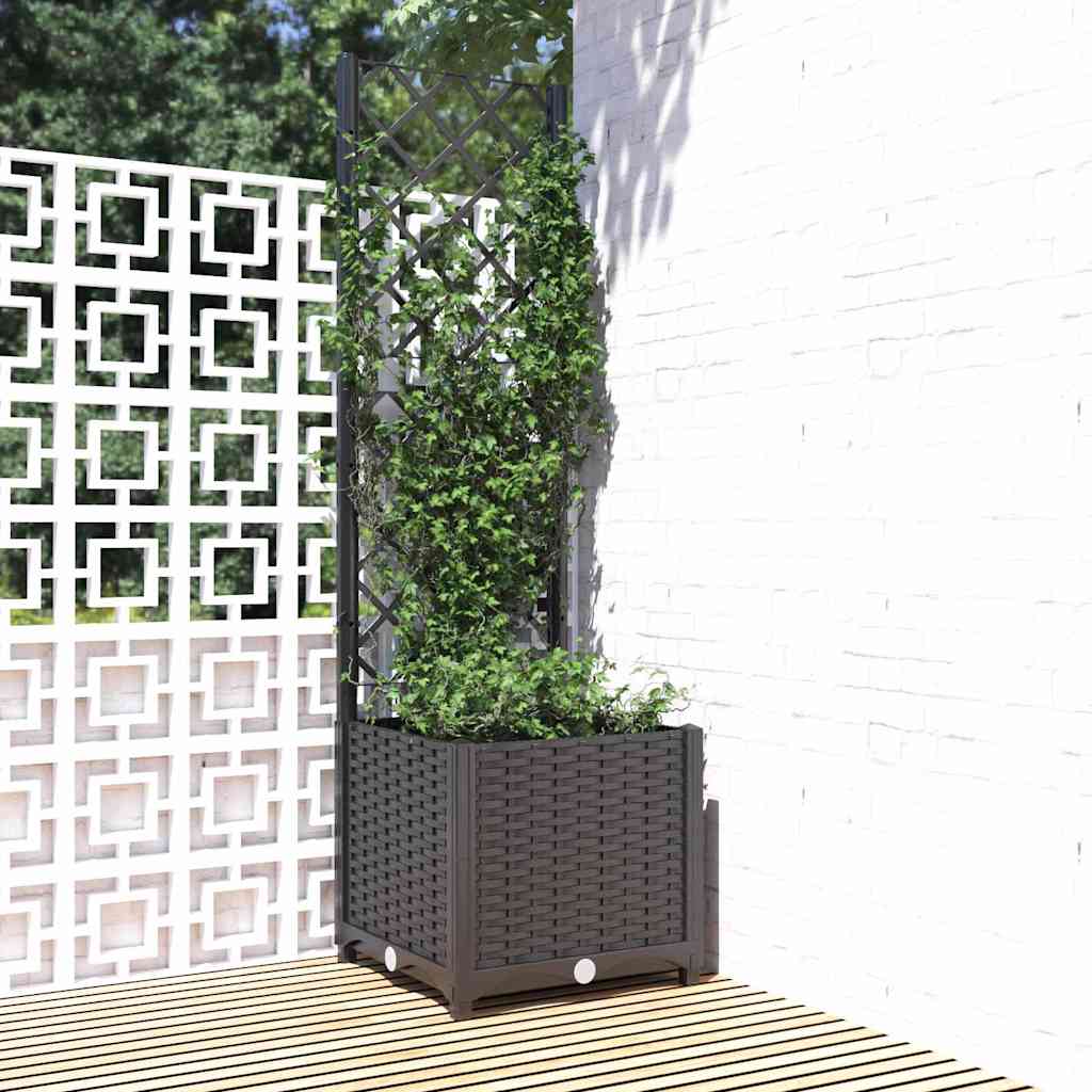 Garten-Pflanzgefäß mit Spalier Schwarz 40 x 40 x 136 cm PP