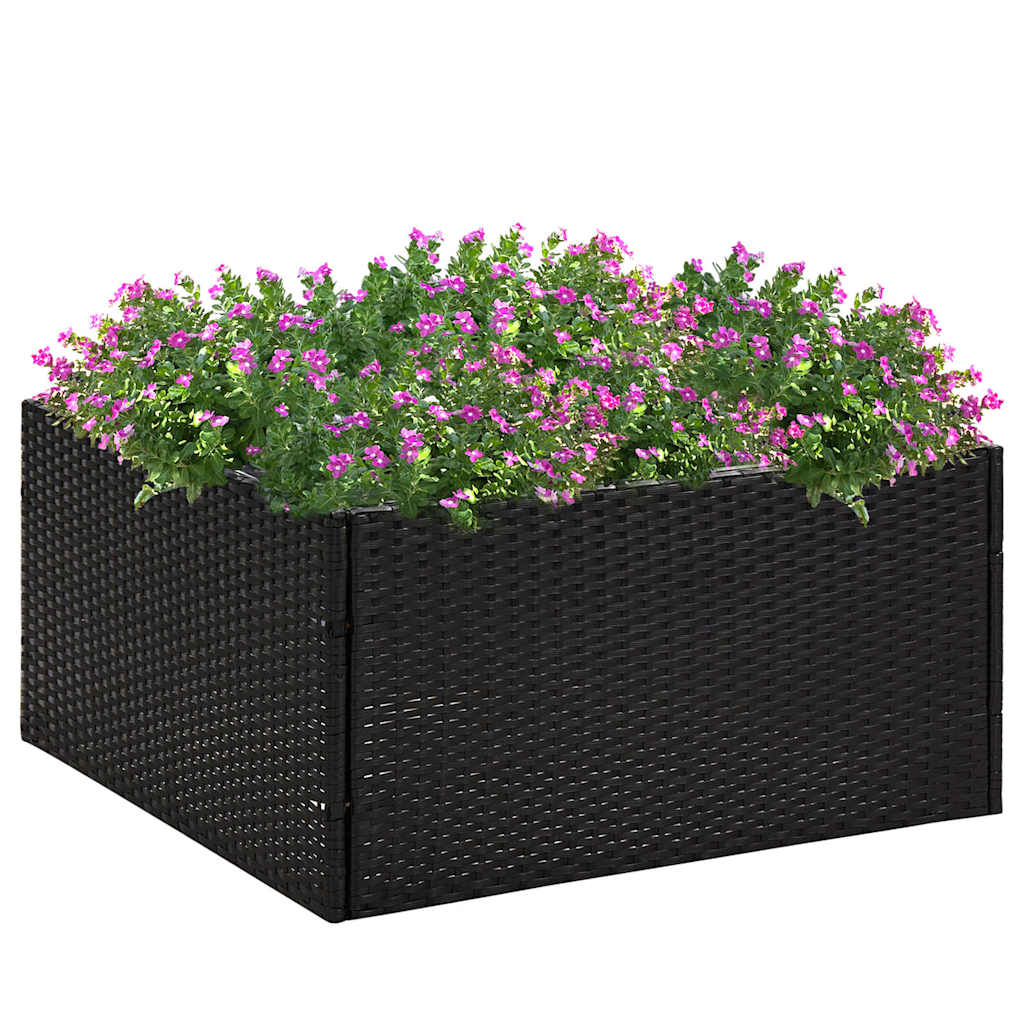 Pflanzkübel Schwarz 80x80x40 cm Poly Rattan