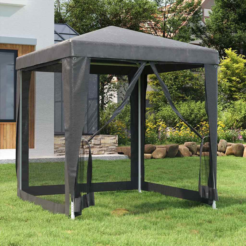Partyzelt mit 4 Mesh-Seitenwänden Anthrazit 2x2 m HDPE