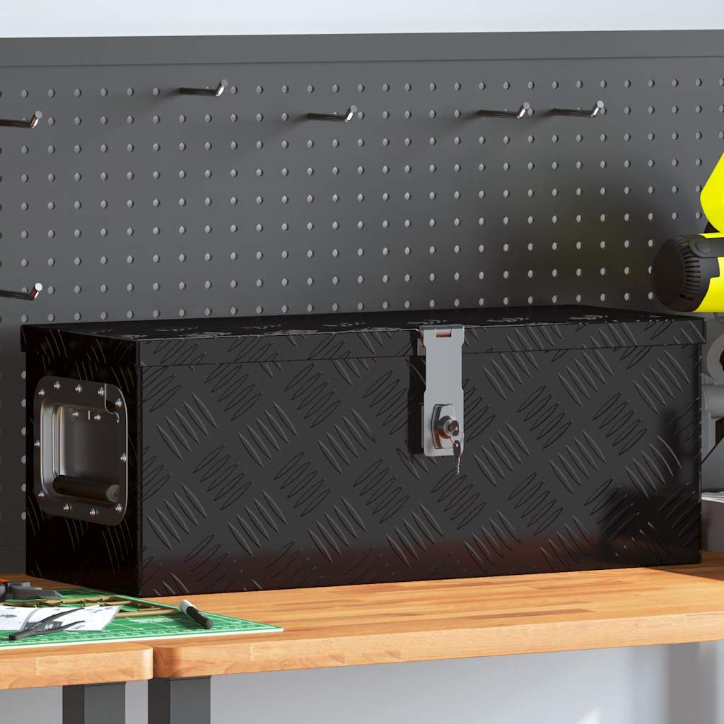 Aufbewahrungsbox Schwarz 60x23,5x23 cm Aluminium