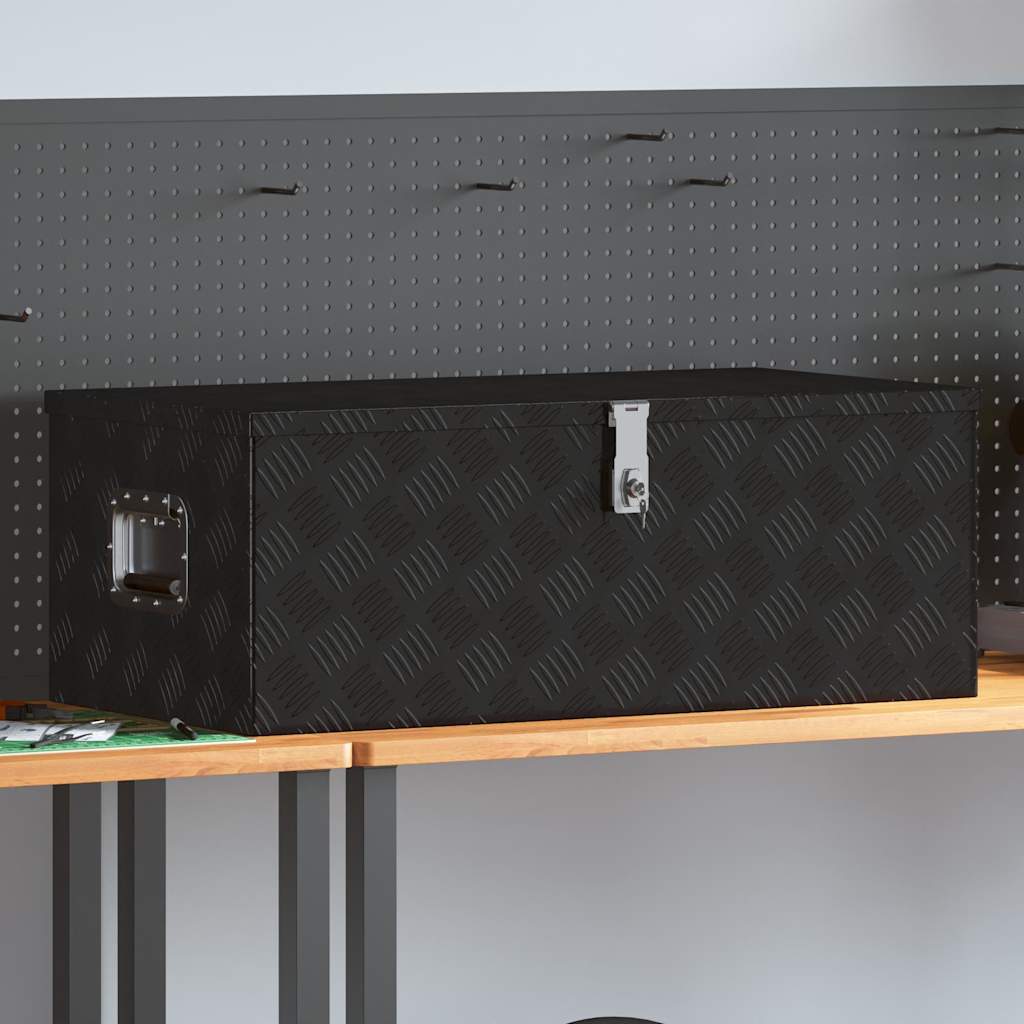 Aufbewahrungsbox Schwarz 90x47x33,5 cm Aluminium