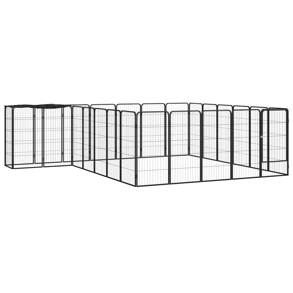 26-tlg. Hundelaufstall Schwarz 50x100cm Stahl Pulverbeschichtet