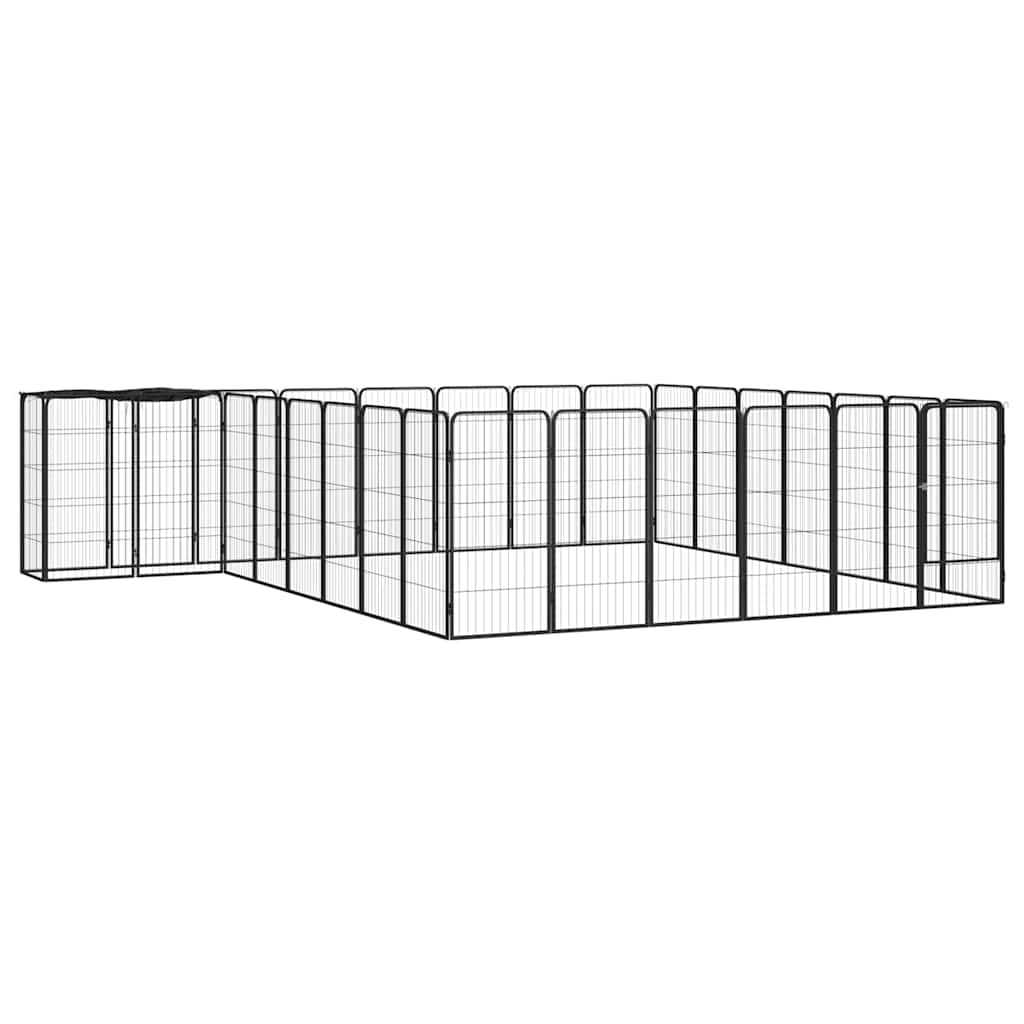 30-tlg. Hundelaufstall Schwarz 50x100cm Stahl Pulverbeschichtet