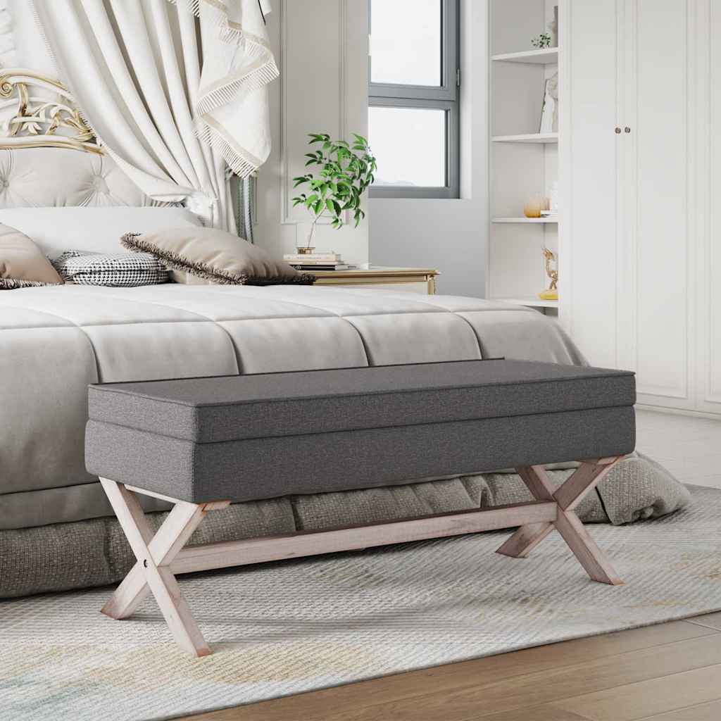 Hocker mit Stauraum Dunkelgrau 110x45x49 cm Stoff