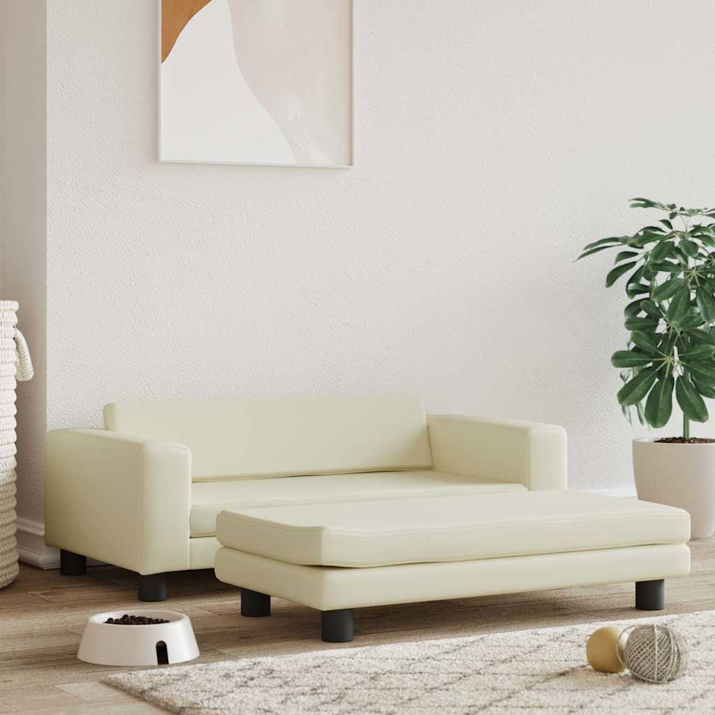 Hundebett mit Verlängerung Creme 100x50x30 cm Kunstleder