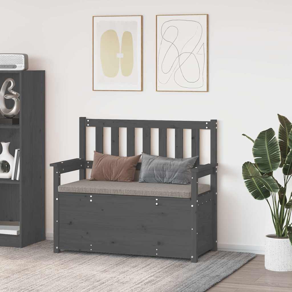Sitzbank Grau 112,5x51,5x96,5 cm Massivholz Kiefer