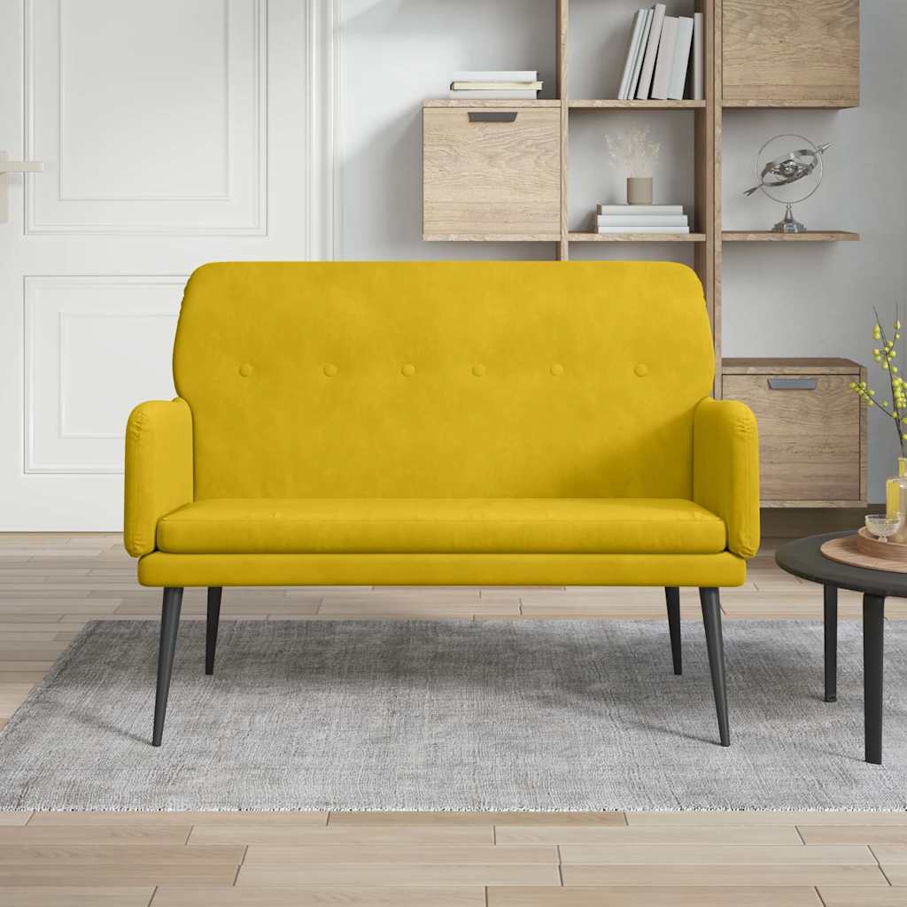 Sitzbank Gelb 108x79x79 cm Samt