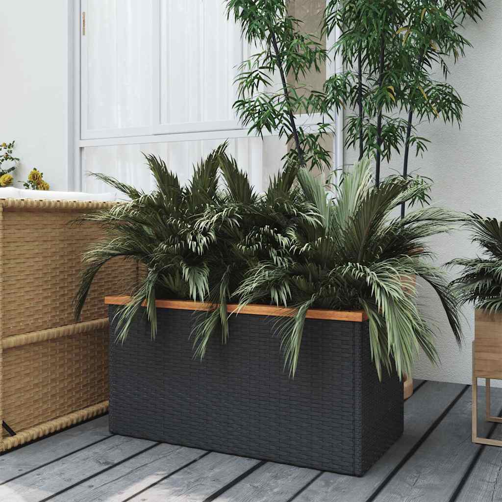 Pflanzkübel Schwarz 80x40x40 cm Poly Rattan