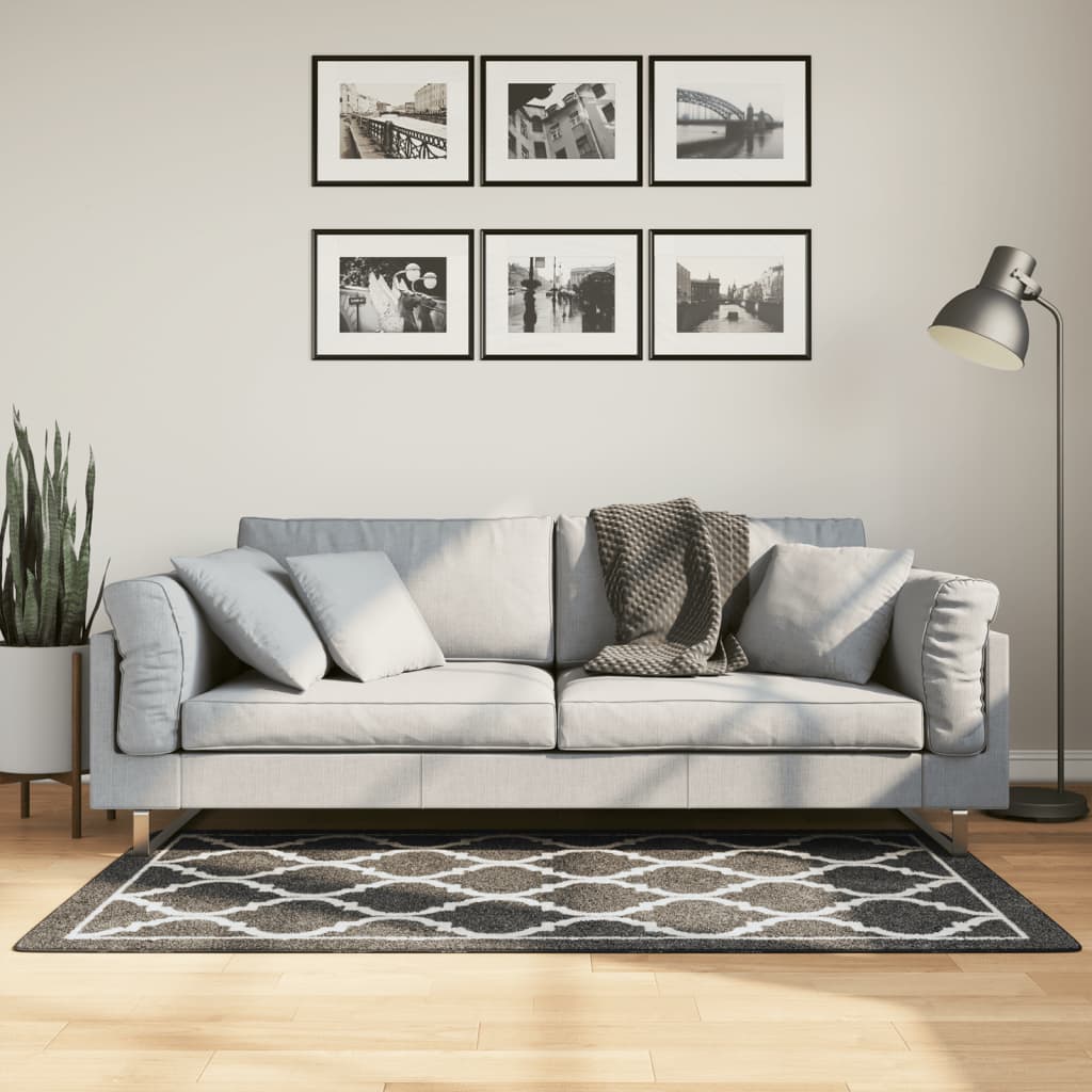 Teppich Waschbar Schwarz und Weiß 80x150 cm