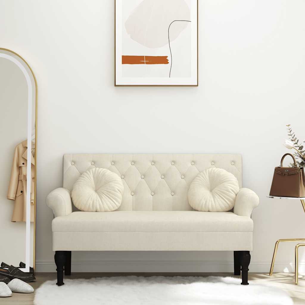 Sitzbank mit Rückenlehne 120x62x75,5 cm Leinen