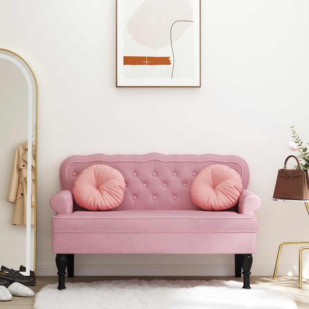 Sitzbank mit Rückenlehne Rosa 119,5x64,5x75 cm Samt