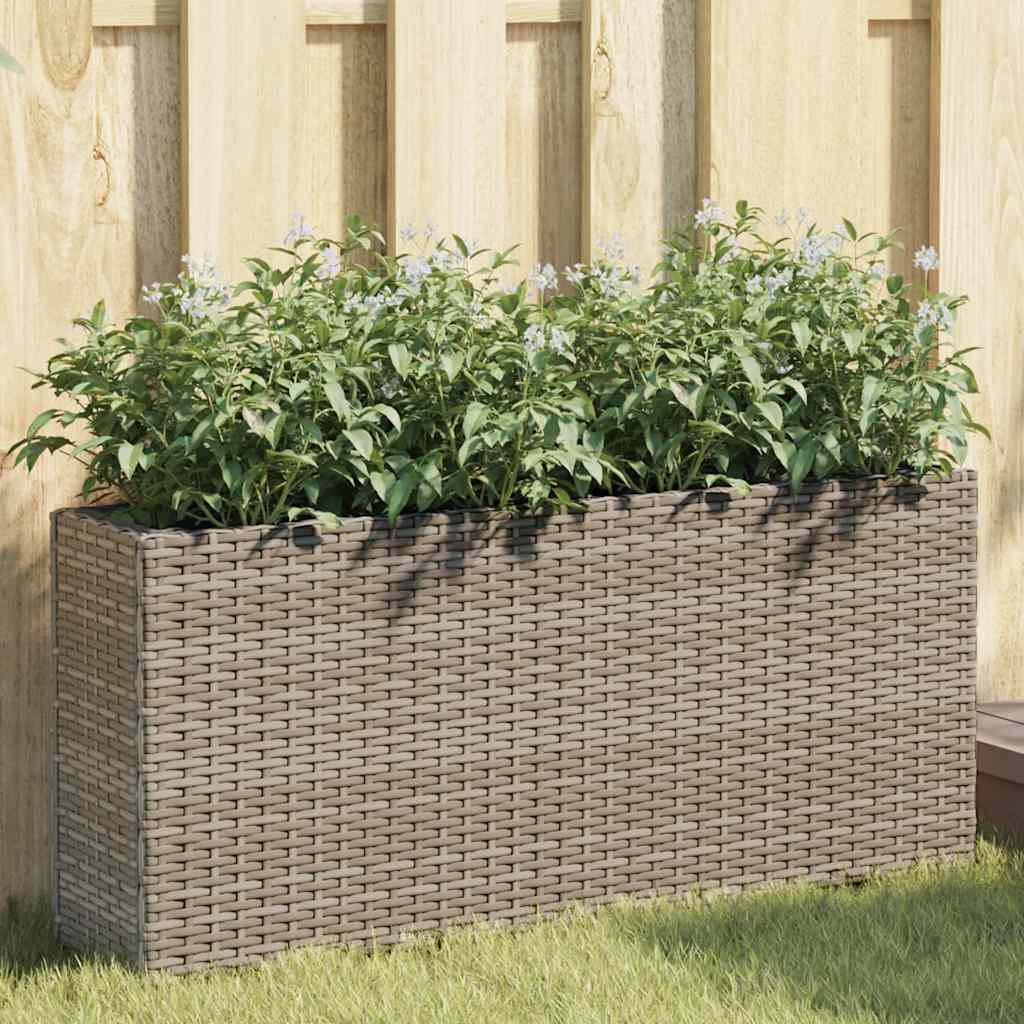 Pflanzkübel mit 2 Töpfen 2 Stk. Grau 90x20x40 cm Poly Rattan