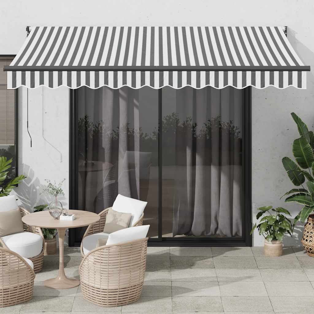 Markise Einziehbar Anthrazit & Weiß 3,5x2,5 m Stoff & Aluminium