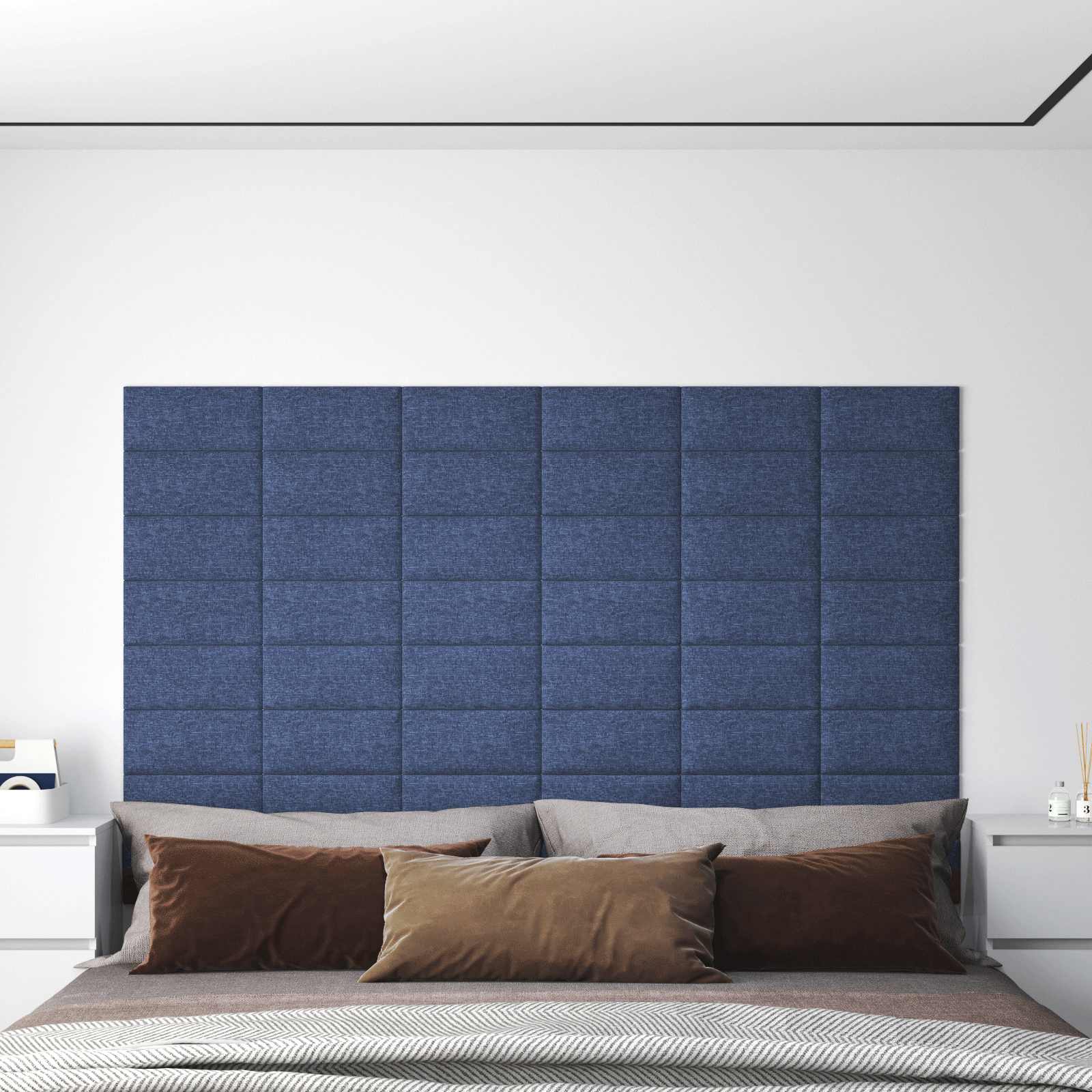 Wandkopfteilen 12 stk. 30 x 15 cm Blau Stoff