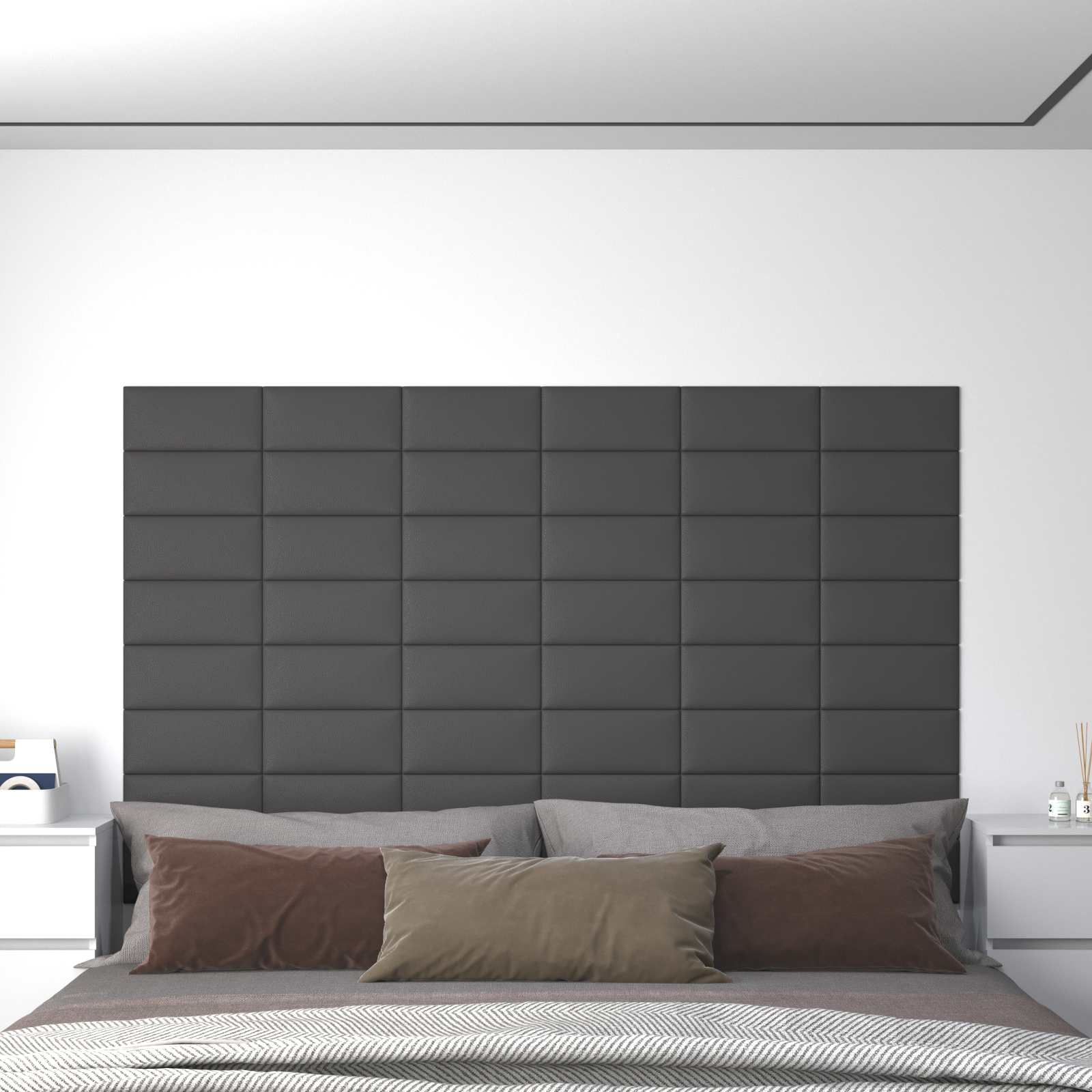 Wandkopfteilen 12 stk. 30 x 15 cm Grau Stoff