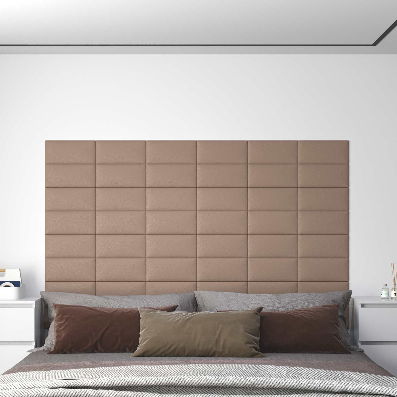 Wandkopfteilen 12 stk. 30 x 15 cm Cappuccino Stoff