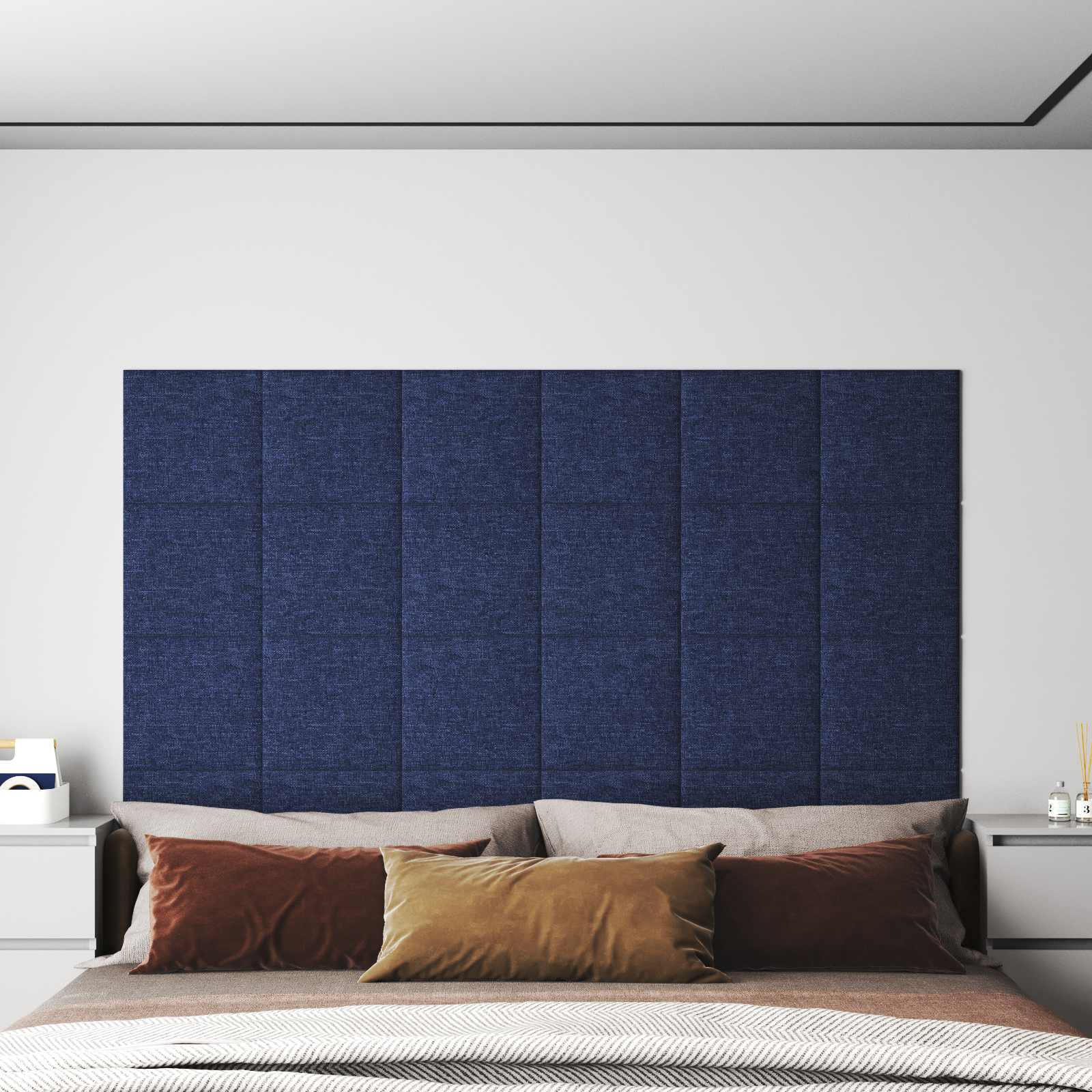 Wandkopfteilen 12 stk. 30 x 30 cm Blau Stoff
