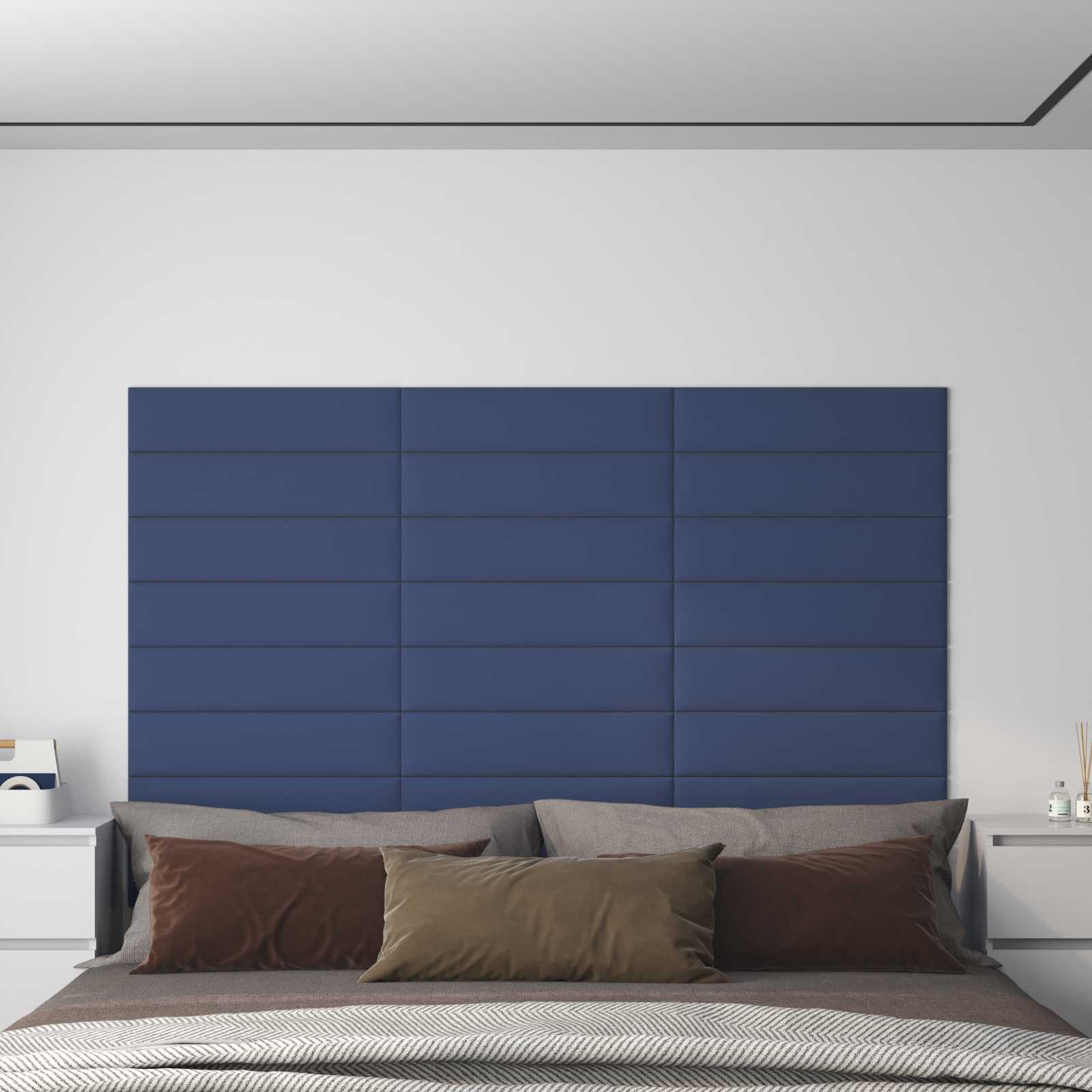 Wandkopfteilen 12 stk. 60 x 15 cm Blau Stoff