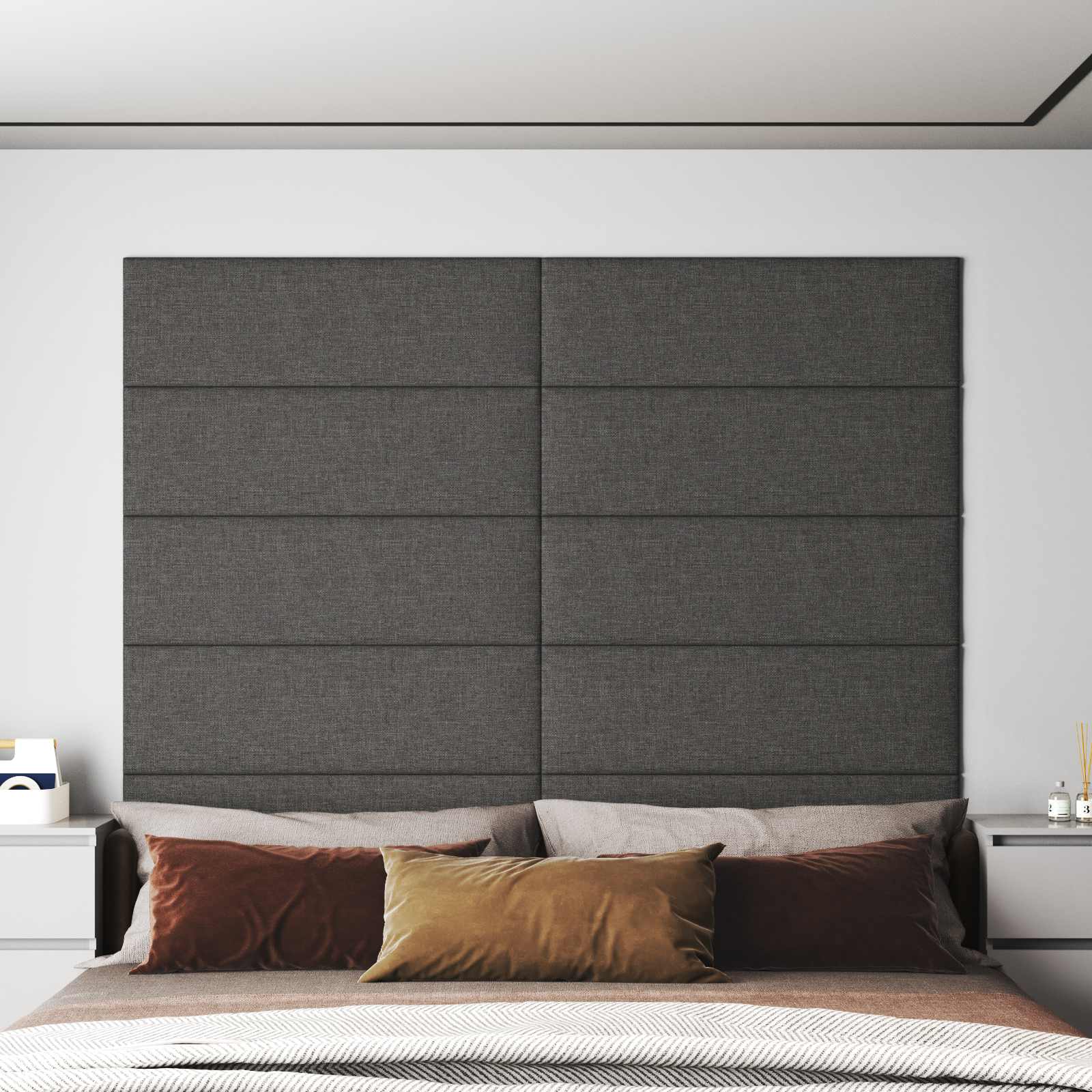 Wandkopfteilen 12 stk. 90 x 30 cm Dunkelgrau Stoff