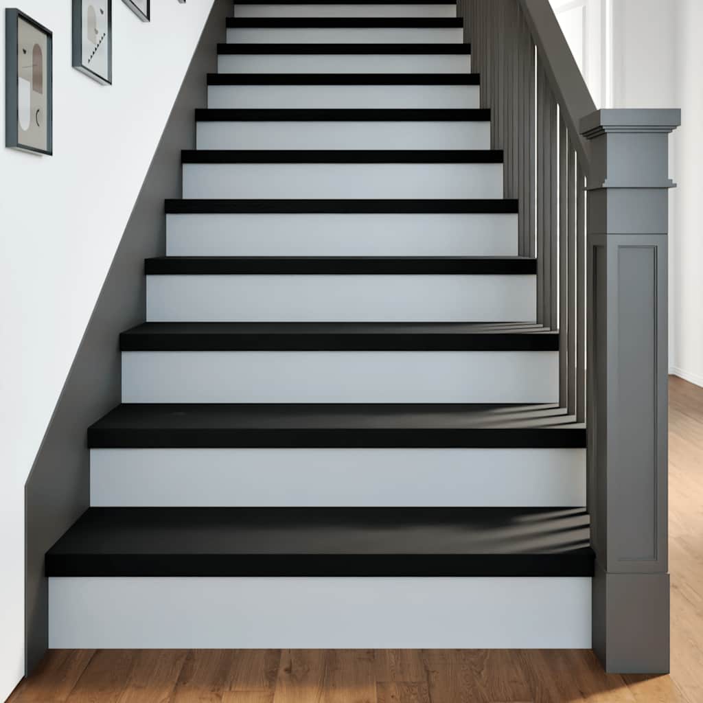 Treppenstufen 4 Stk. Braun-Schwarz 90x30x2 cm Massivholz Eiche