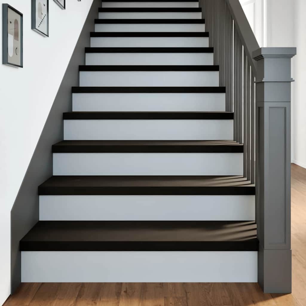 Treppenstufen 16 Stk. Braun-Schwarz 90x25x2 cm Massivholz Eiche