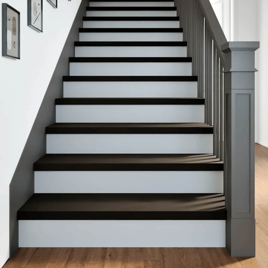 Treppenstufen 16 Stk. Braun-Schwarz 90x30x2 cm Massivholz Eiche