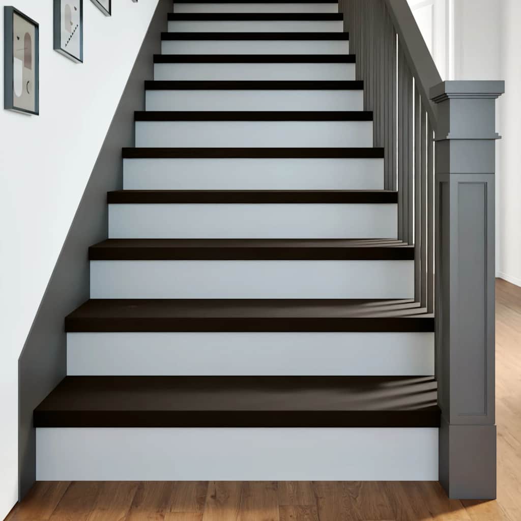 Treppenstufen 2 Stk. Braun-Schwarz 90x30x2 cm Massivholz Eiche