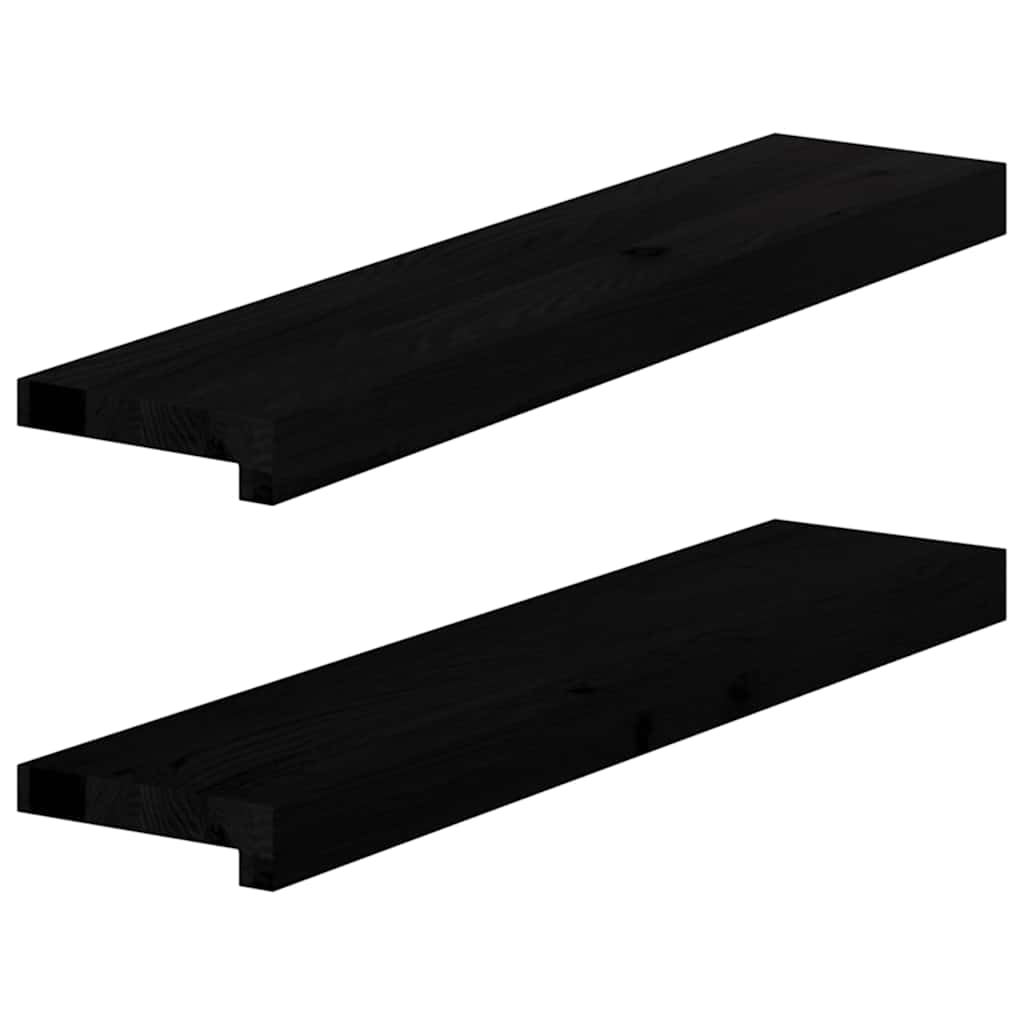 Fensterbänke 2 Stk. Braun-Schwarz 70x15x2 cm Massivholz Eiche