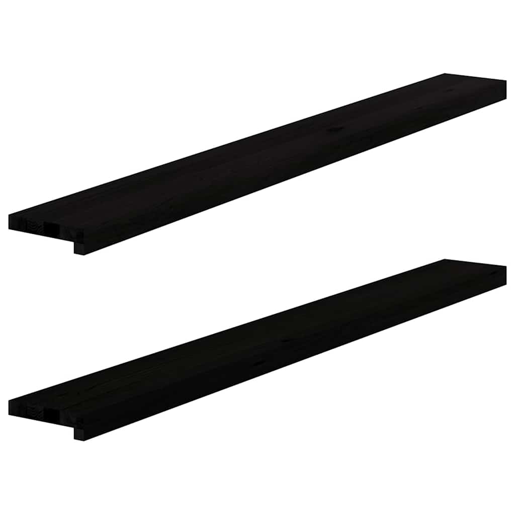 Fensterbänke 2 Stk. Braun-Schwarz 140x15x2 cm Massivholz Eiche