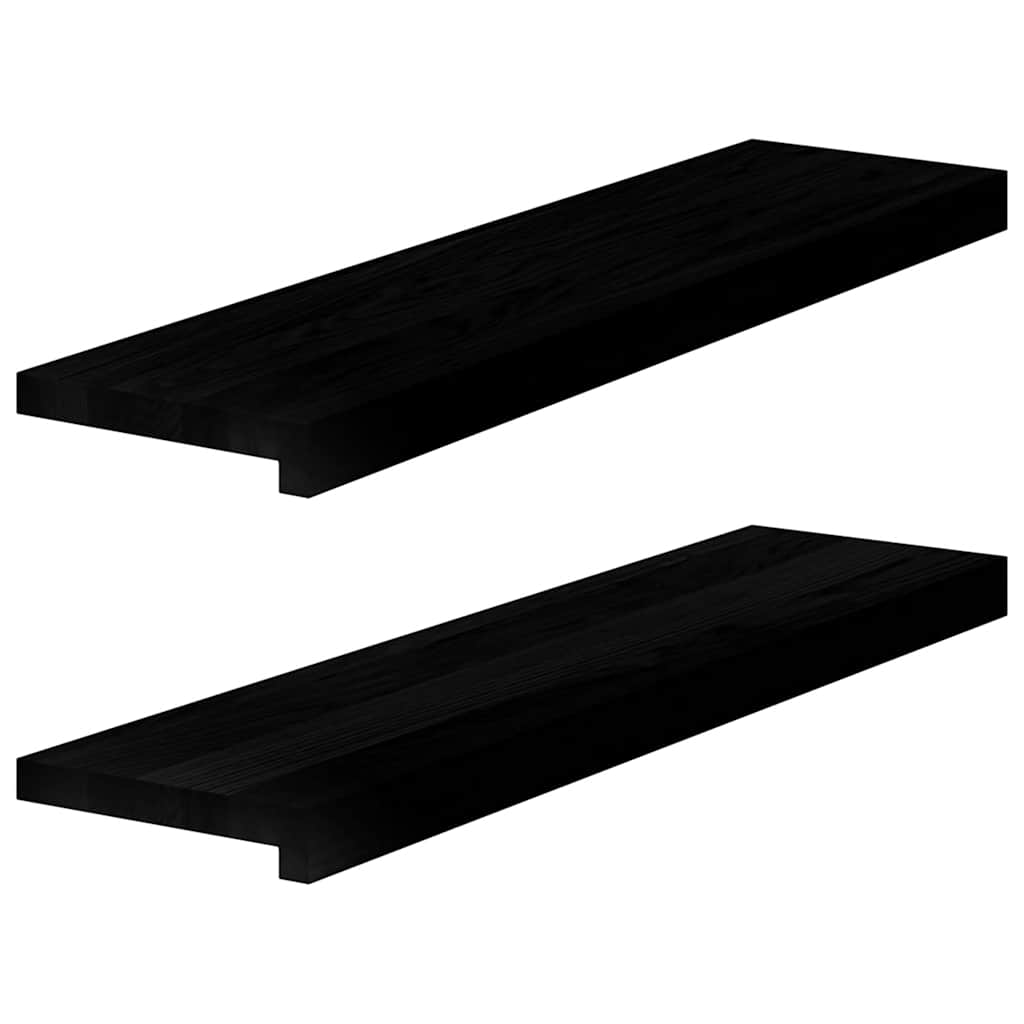 Fensterbänke 2 Stk. Braun-Schwarz 80x20x2 cm Massivholz Eiche