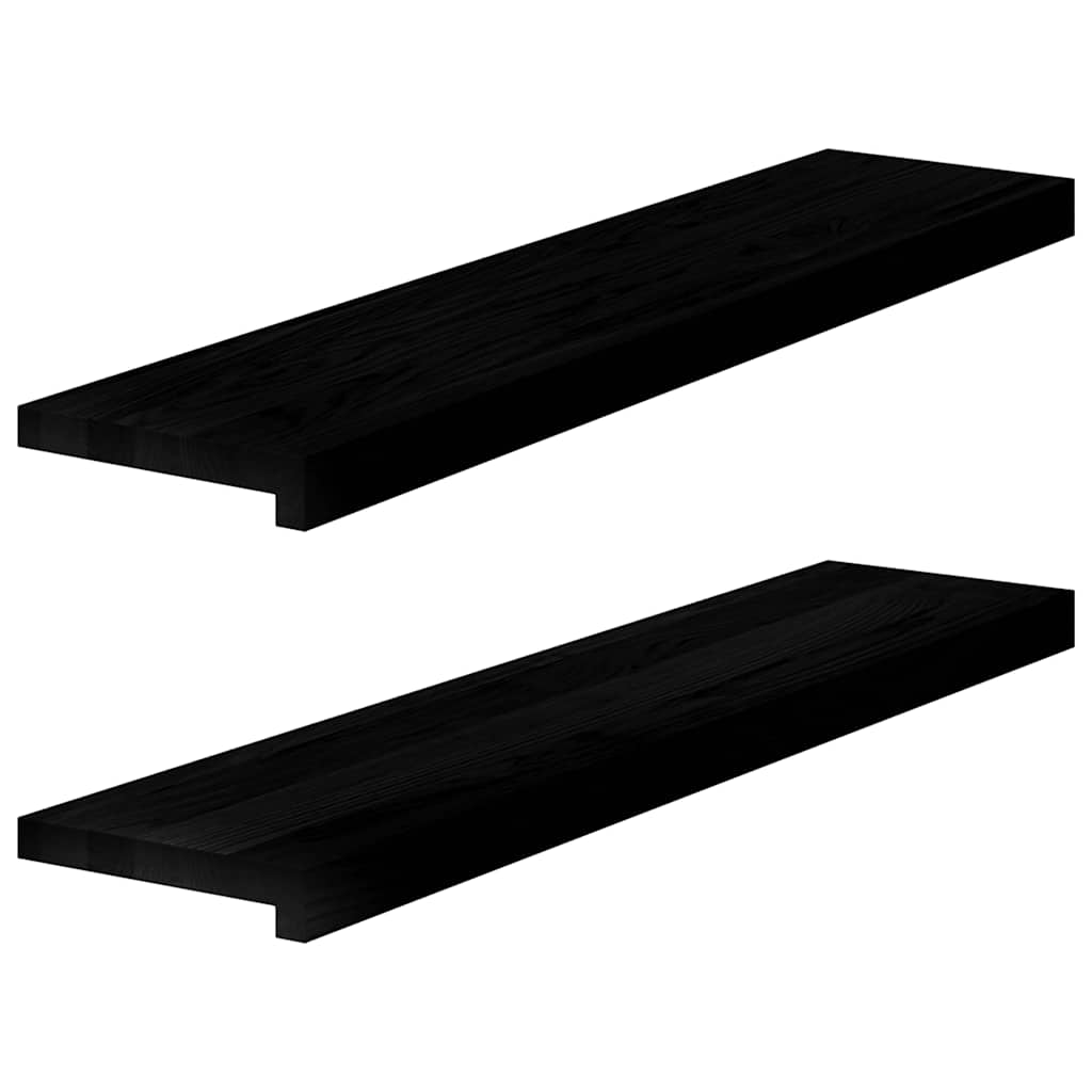 Fensterbänke 2 Stk. Braun-Schwarz 90x20x2 cm Massivholz Eiche