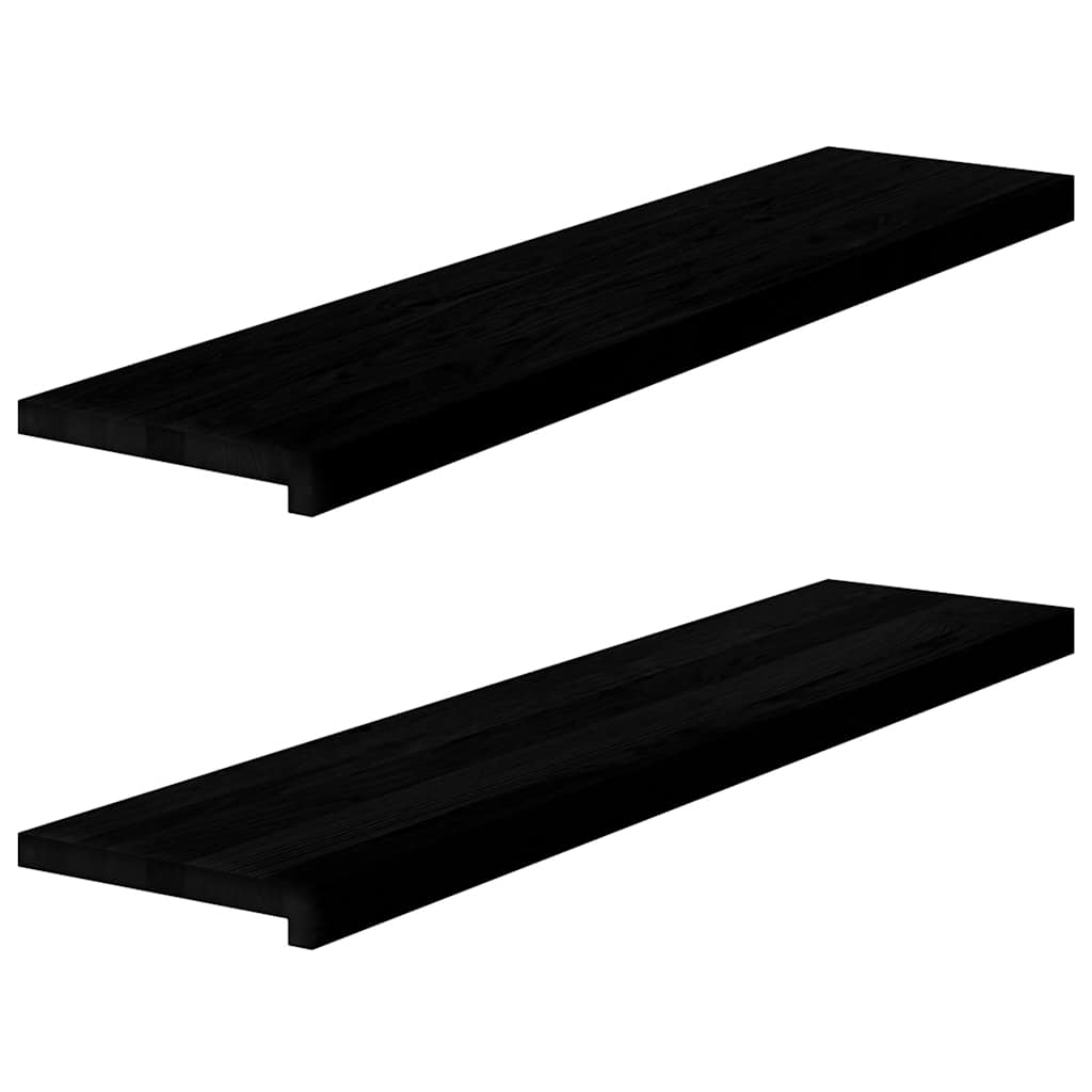 Fensterbänke 2 Stk. Braun-Schwarz 110x25x2 cm Massivholz Eiche