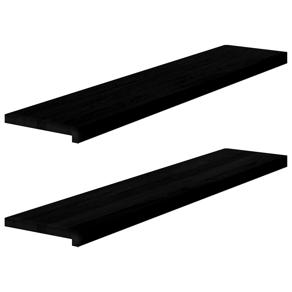 Fensterbänke 2 Stk. Braun-Schwarz 120x25x2 cm Massivholz Eiche