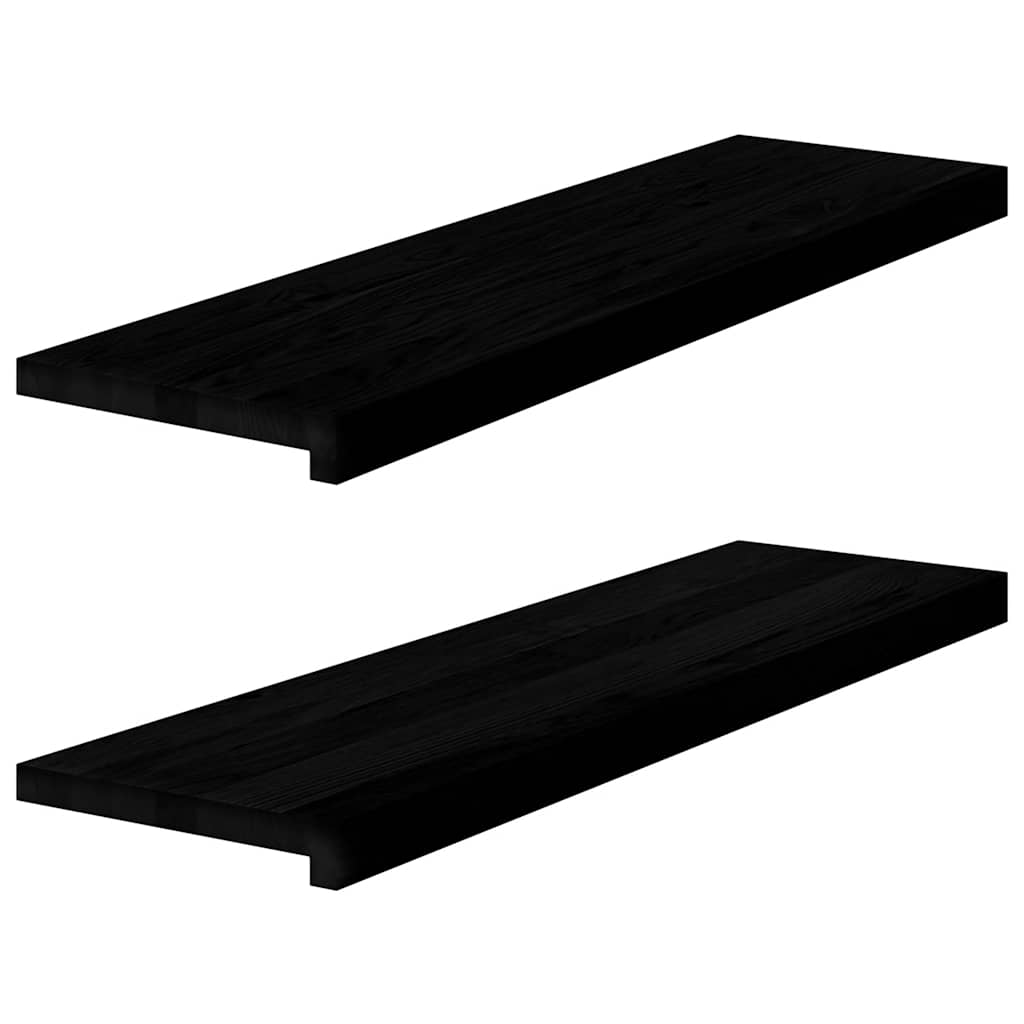 Fensterbänke 2 Stk. Braun-Schwarz 90x30x2 cm Massivholz Eiche