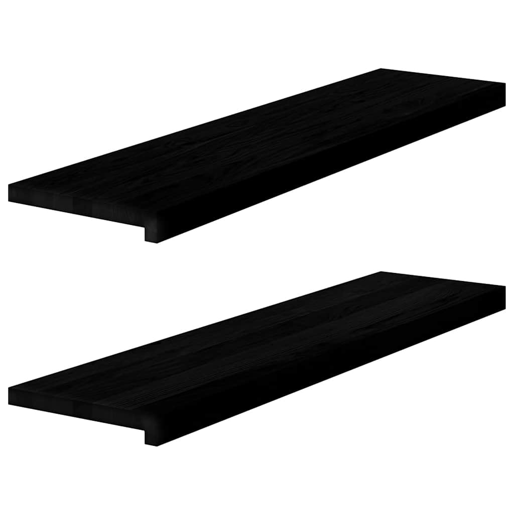 Fensterbänke 2 Stk. Braun-Schwarz 100x30x2 cm Massivholz Eiche