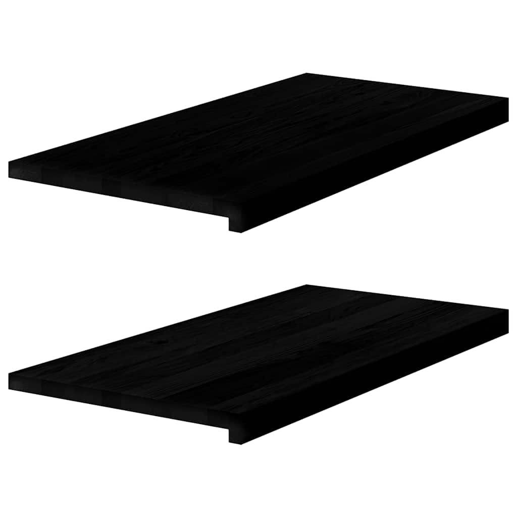 Fensterbänke 2 Stk. Braun-Schwarz 80x40x2 cm Massivholz Eiche