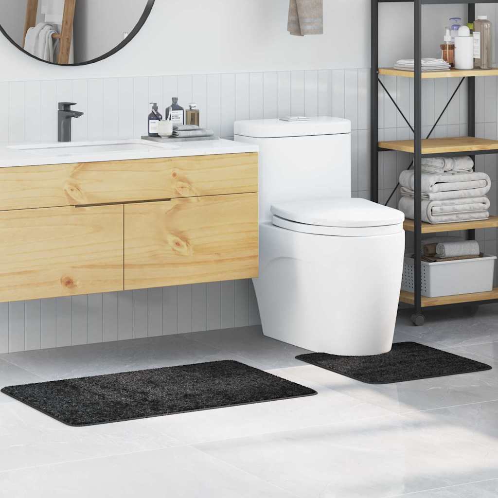 Anti-Rutsch Badematten-Set 2 stk. Dunkelgrau 50 x 50 cm PP