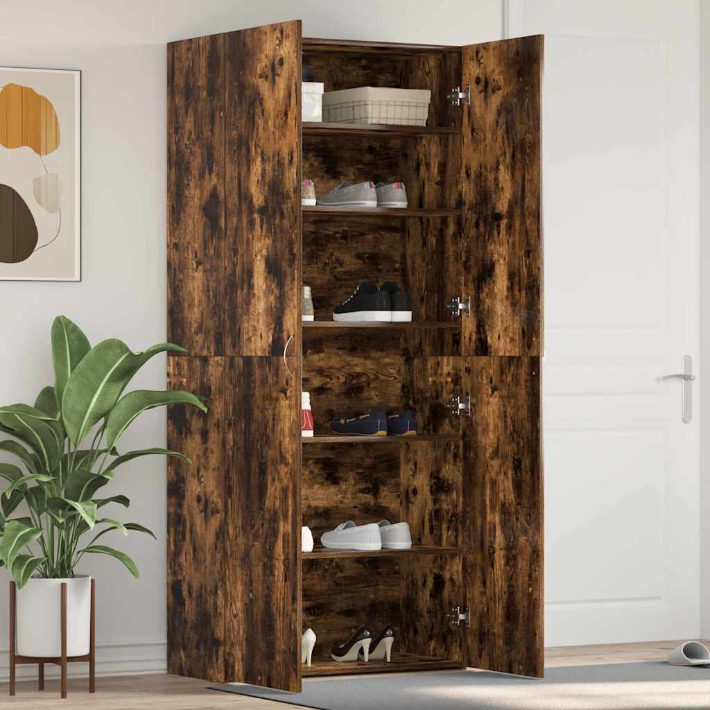 Schuhschrank 80 x 35,5 x 180 cm Holzwerkstoff Räuchereiche