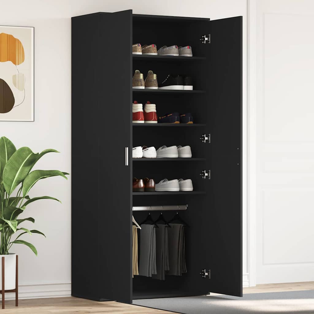 Schuhschrank 80 x 39 x 178 cm Holzwerkstoff Schwarz