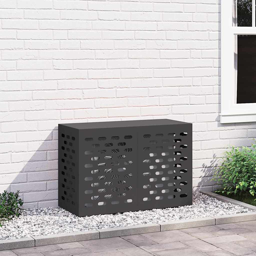 Klimaanlagenabdeckung Schwarz 90 x 40 x 60 cm Stahl