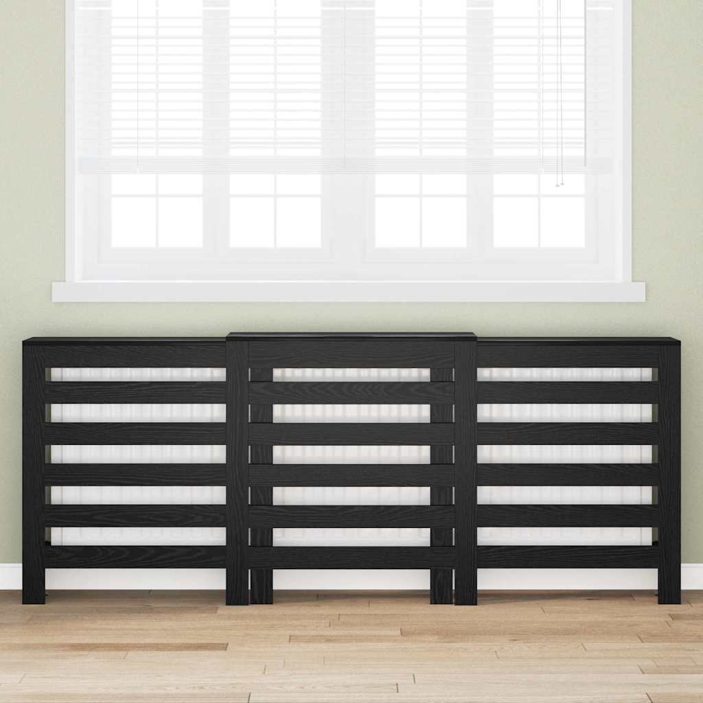 Heizkörperabdeckung Schwarz Eichen-Optik 205 x 21,5 x 83,5 cm