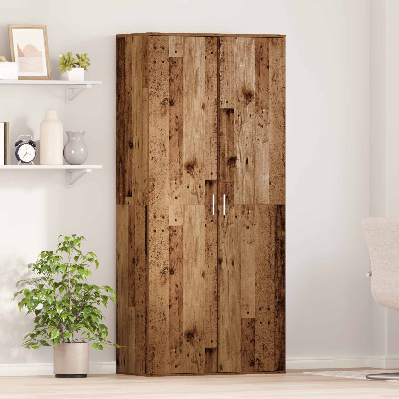 Highboard 80 x 39 x 178 cm Holzwerkstoff Altholz