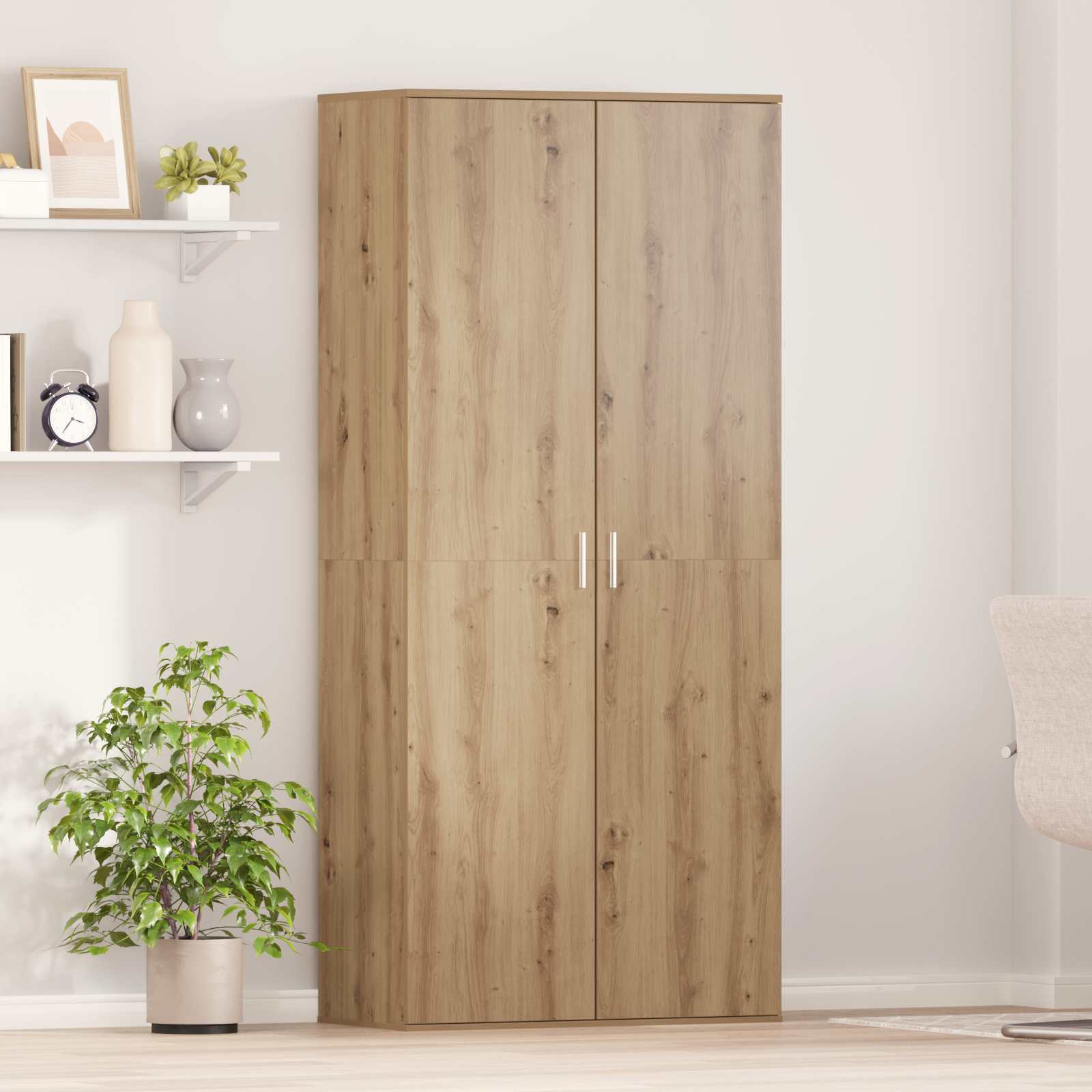 Highboard 80 x 39 x 178 cm Holzwerkstoff Artisan-Eiche