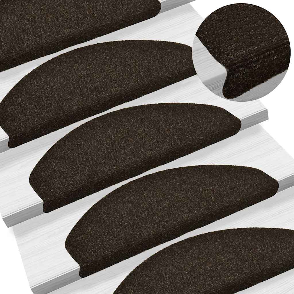 Stufenmatten Selbstklebend 20 Stk. 65x21x4 cm Dunkelbraun Halbrund Groß