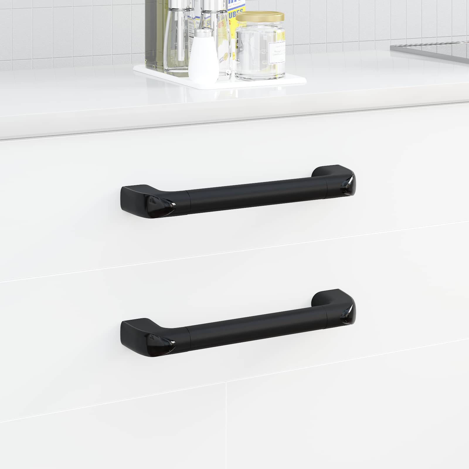 Griff Uni 12 Stk. Schwarz 380 x 34 x 85 mm Aluminium und PP