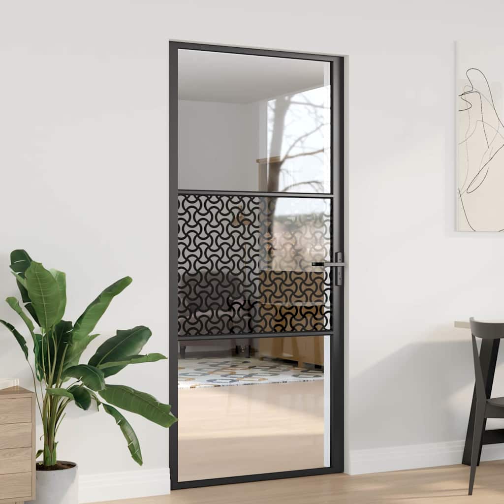 Glastür 93 x 3,5 x 201,5 cm Aluminium Schwarz