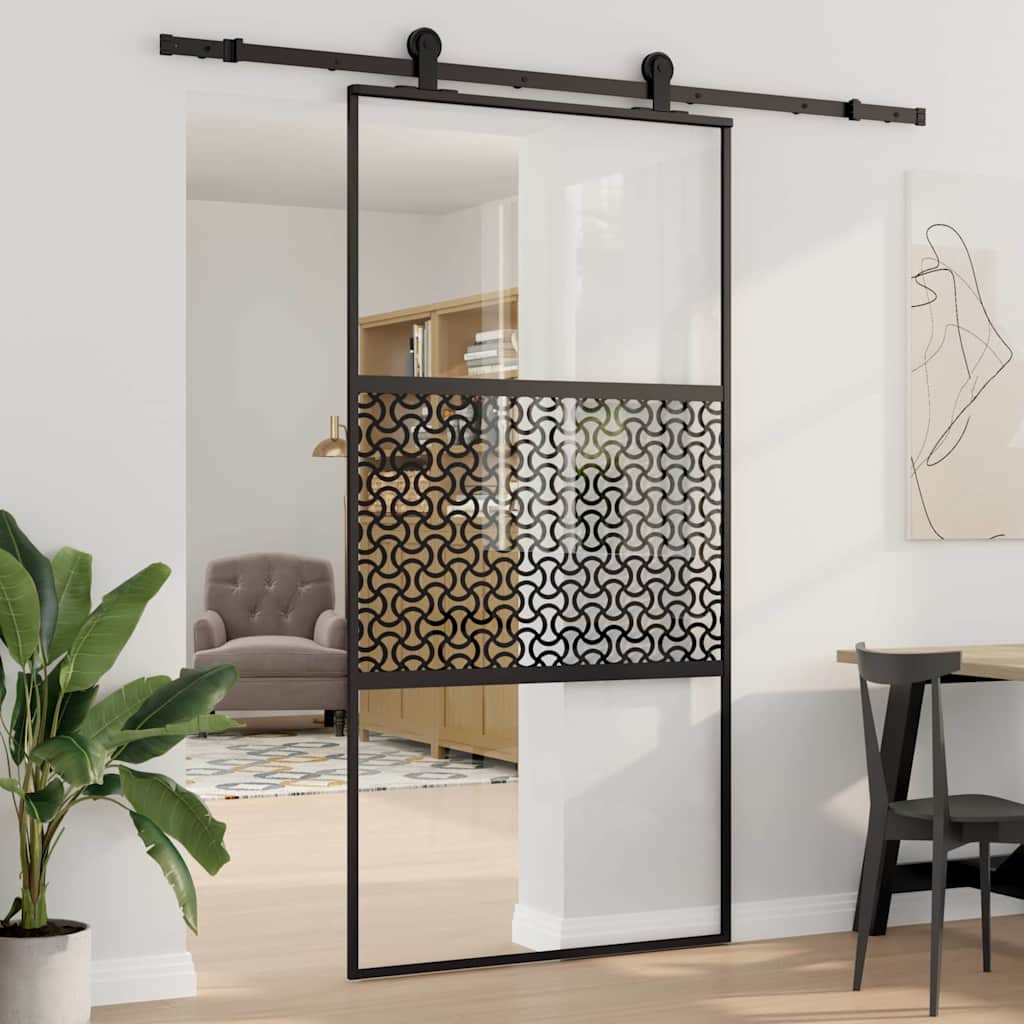 Glastür 102,5 x 2 x 205 cm Aluminium Schwarz